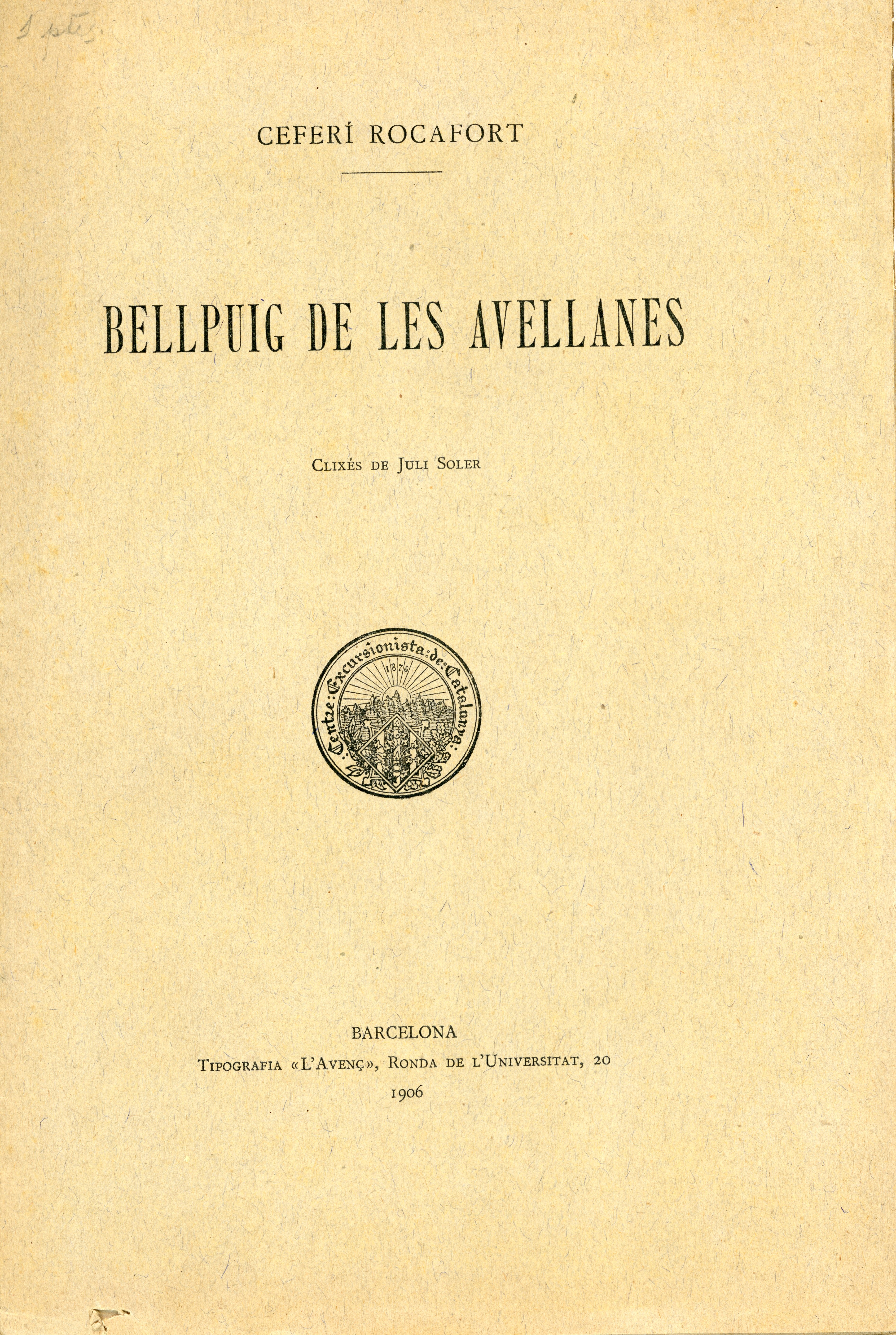 Bellpuig de les Avellanes - Portada